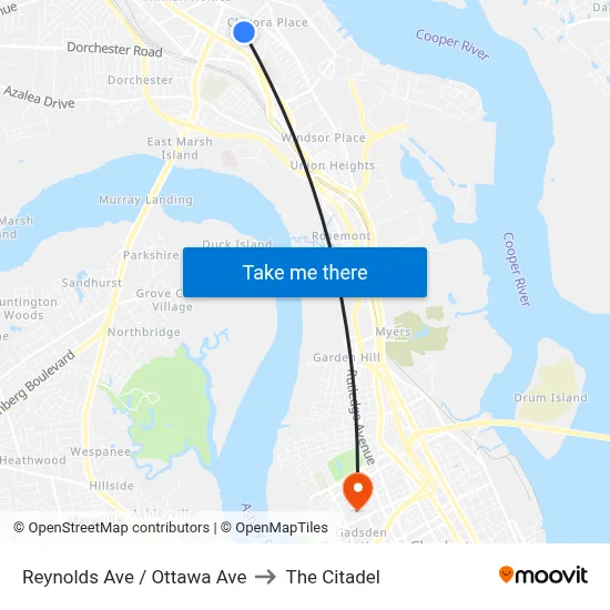 Reynolds Ave / Ottawa Ave to The Citadel map