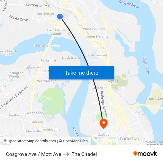 Cosgrove Ave / Mott Ave to The Citadel map