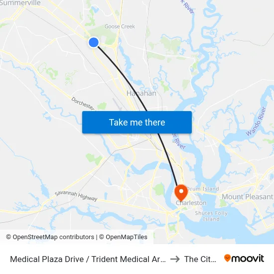 Medical Plaza Drive / Trident Medical Arts Center to The Citadel map