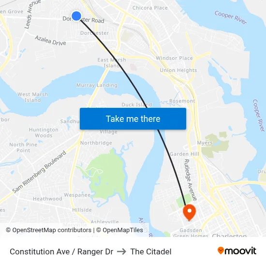 Constitution Ave / Ranger Dr to The Citadel map