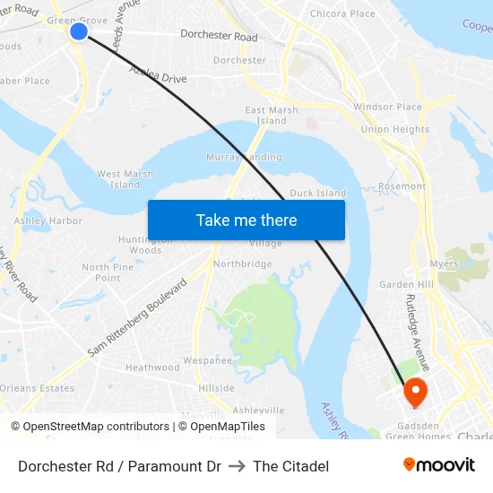 Dorchester Rd / Paramount Dr to The Citadel map