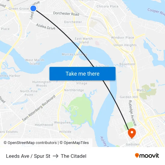 Leeds Ave / Spur St to The Citadel map