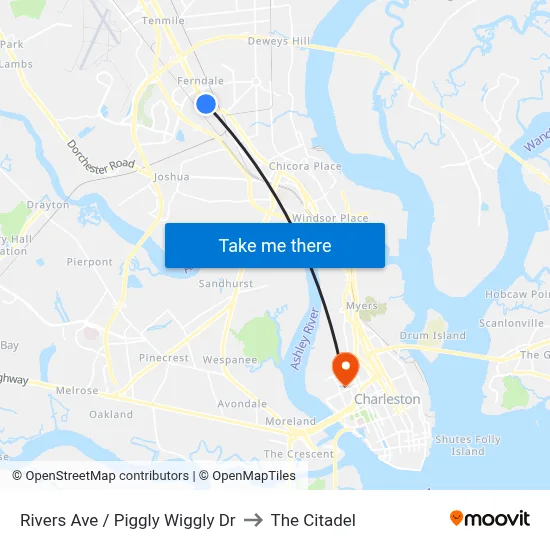 Rivers Ave / Piggly Wiggly Dr to The Citadel map
