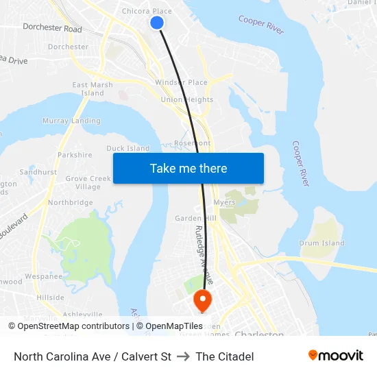 North Carolina Ave / Calvert St to The Citadel map