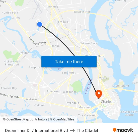 Dreamliner Dr / International Blvd to The Citadel map