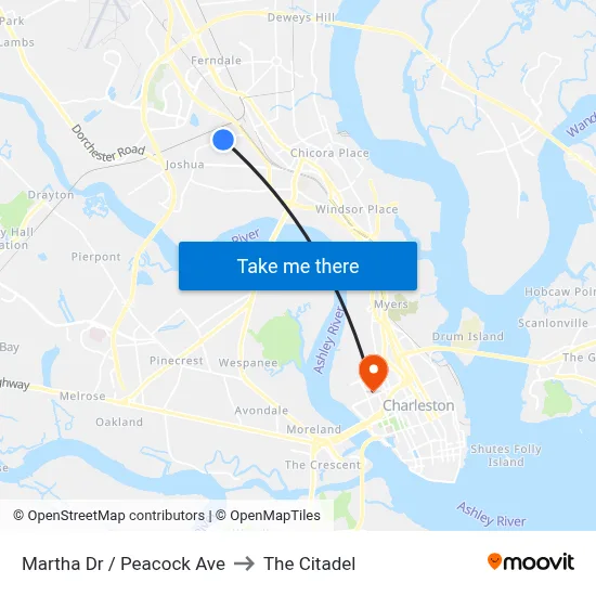Martha Dr / Peacock Ave to The Citadel map