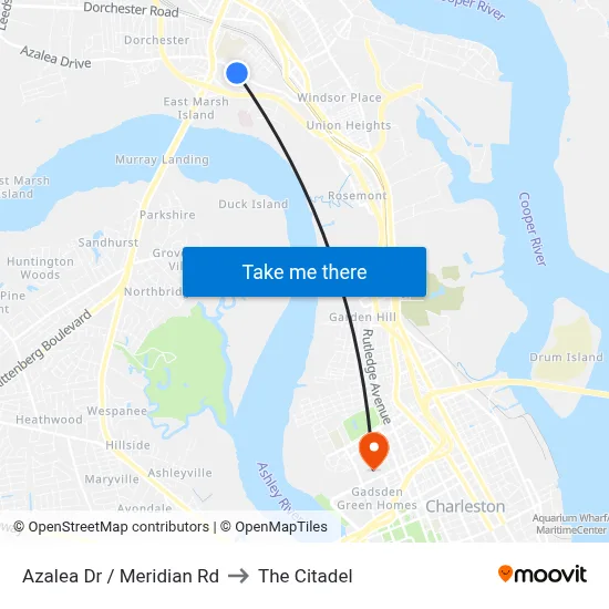 Azalea Dr / Meridian Rd to The Citadel map