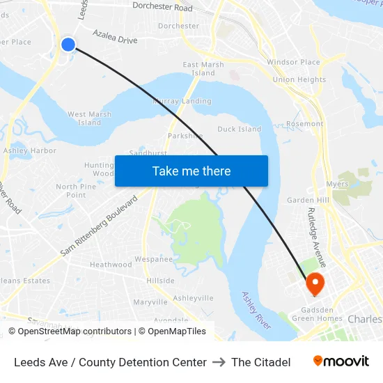 Leeds Ave / County Detention Center to The Citadel map