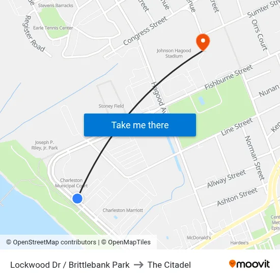 Lockwood Dr / Brittlebank Park to The Citadel map