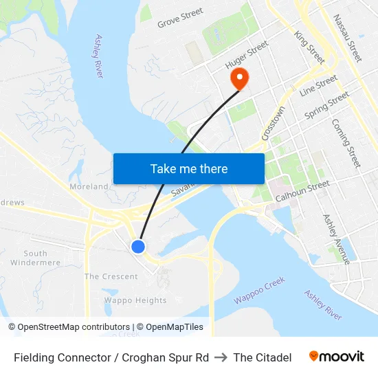 Fielding Connector / Croghan Spur Rd to The Citadel map