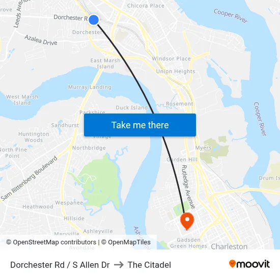 Dorchester Rd / S Allen Dr to The Citadel map
