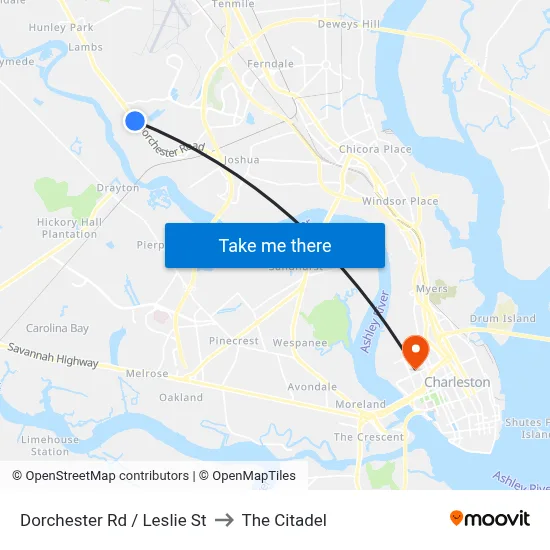 Dorchester Rd / Leslie St to The Citadel map