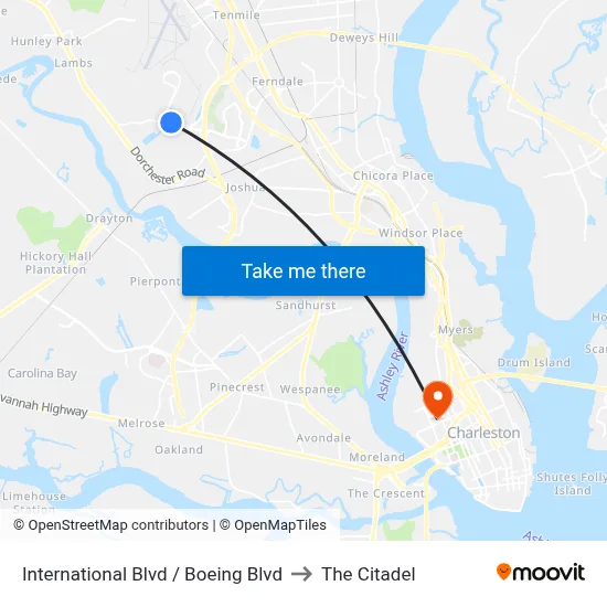 International Blvd / Boeing Blvd to The Citadel map