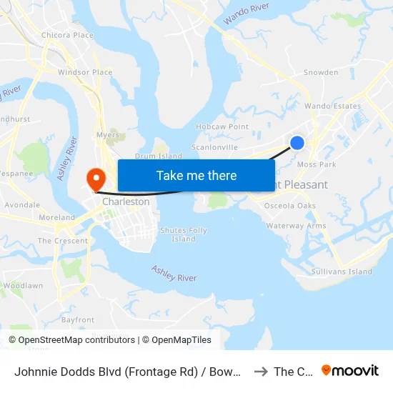 Johnnie Dodds Blvd (Frontage Rd) / Bowman Rd (N Of Hwy 17) to The Citadel map