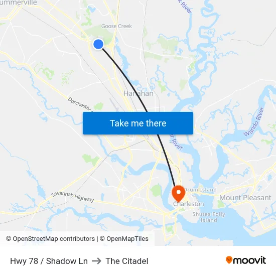 Hwy 78 / Shadow Ln to The Citadel map