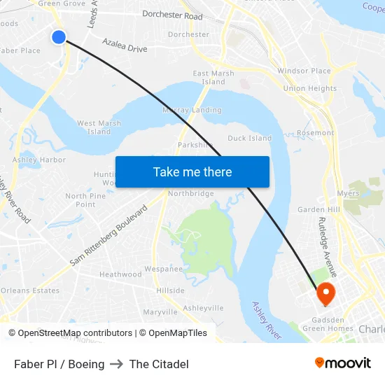 Faber Pl / Boeing to The Citadel map