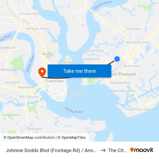 Johnnie Dodds Blvd (Frontage Rd) / Anna Knapp Blvd to The Citadel map