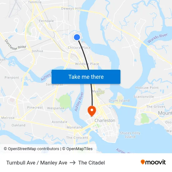 Turnbull Ave / Manley Ave to The Citadel map