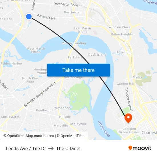 Leeds Ave / Tile Dr to The Citadel map