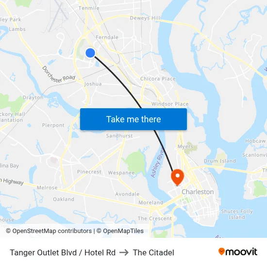 Tanger Outlet Blvd / Hotel Rd to The Citadel map
