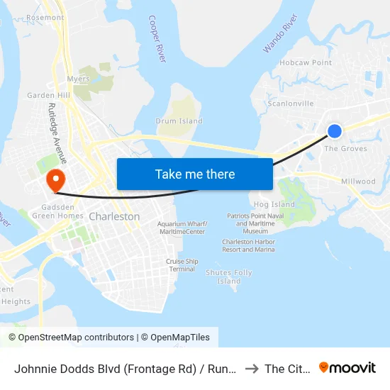 Johnnie Dodds Blvd (Frontage Rd) / Runaway Bay Dr to The Citadel map