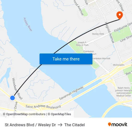 St Andrews Blvd / Wesley Dr to The Citadel map