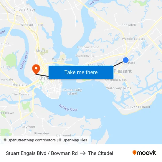 Stuart Engals Blvd / Bowman Rd to The Citadel map