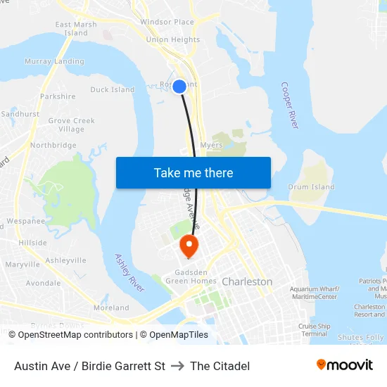 Austin Ave / Birdie Garrett St to The Citadel map