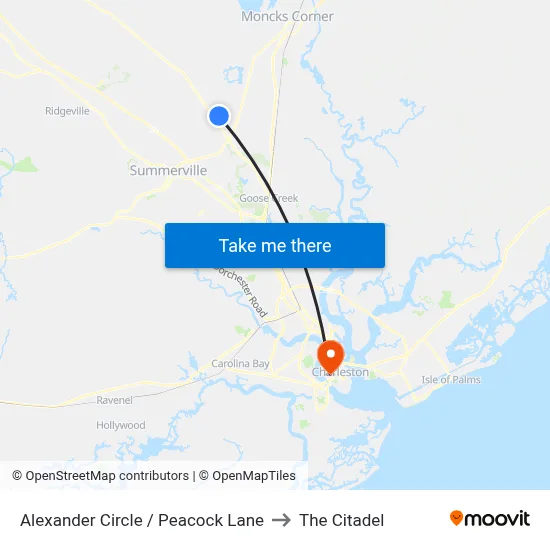 Alexander Circle / Peacock Lane to The Citadel map