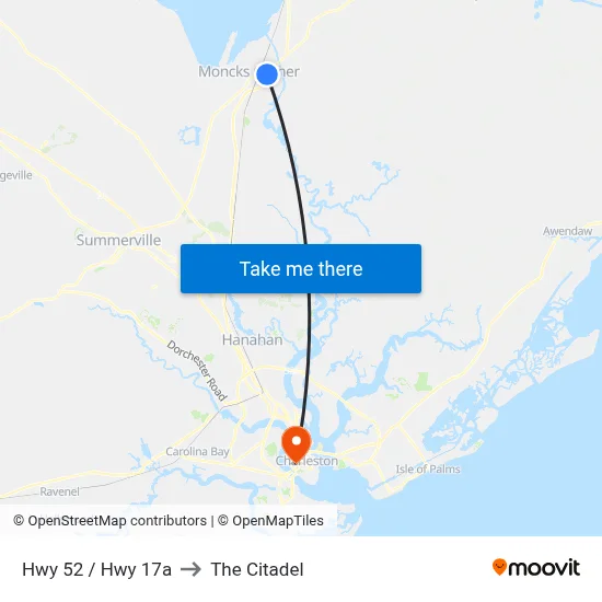 Hwy 52 / Hwy 17a to The Citadel map