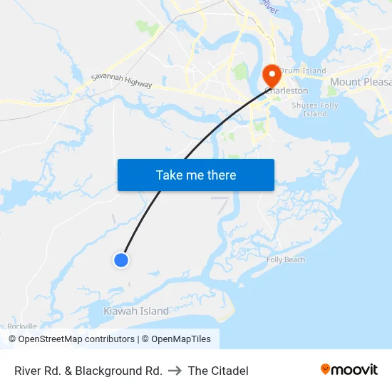 River Rd. & Blackground Rd. to The Citadel map