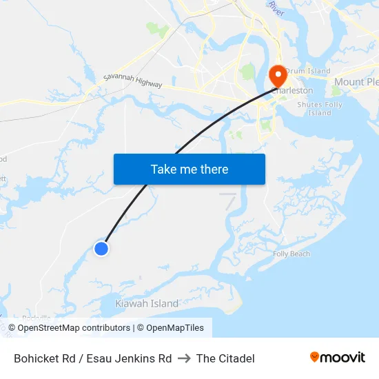 Bohicket Rd / Esau Jenkins Rd to The Citadel map
