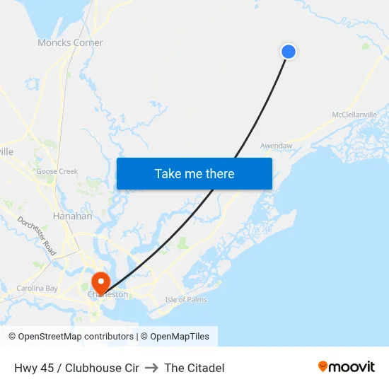 Hwy 45 / Clubhouse Cir to The Citadel map