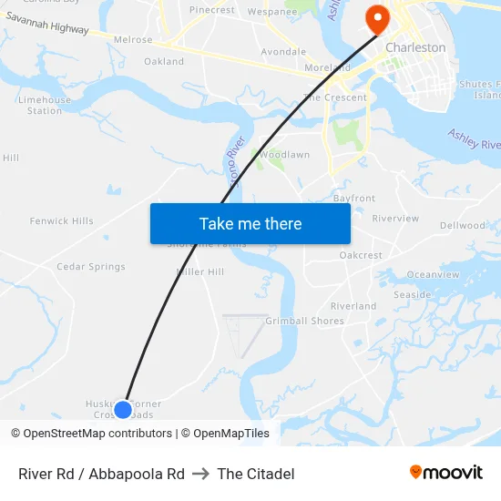 River Rd / Abbapoola Rd to The Citadel map