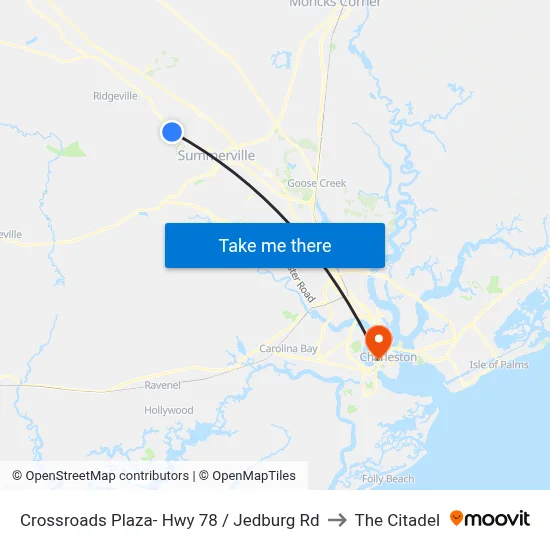 Crossroads Plaza- Hwy 78 / Jedburg Rd to The Citadel map