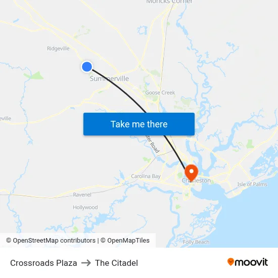 Crossroads Plaza to The Citadel map