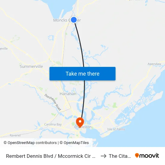 Rembert Dennis Blvd / Mccormick Cir South to The Citadel map