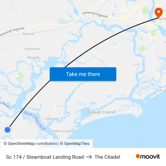Sc 174 / Steamboat Landing Road to The Citadel map