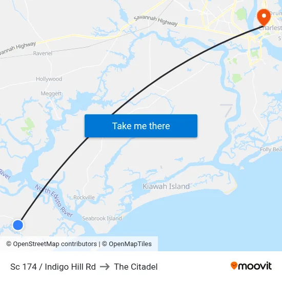 Sc 174 / Indigo Hill Rd to The Citadel map