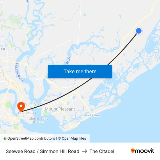 Seewee Road / Simmon Hill Road to The Citadel map