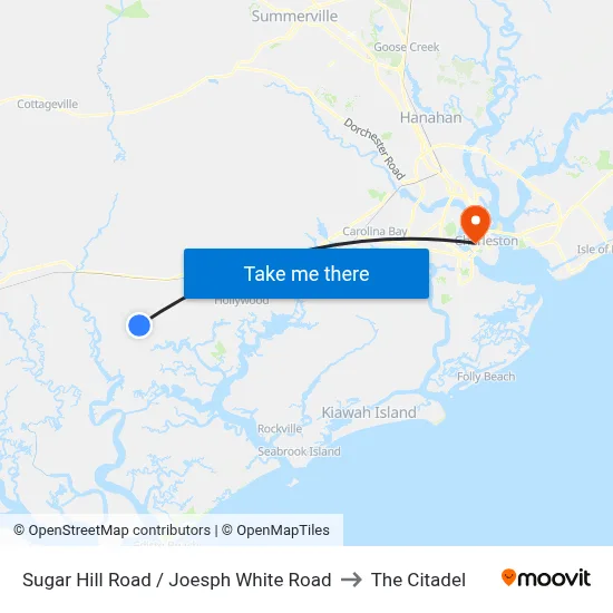 Sugar Hill Road / Joesph White Road to The Citadel map