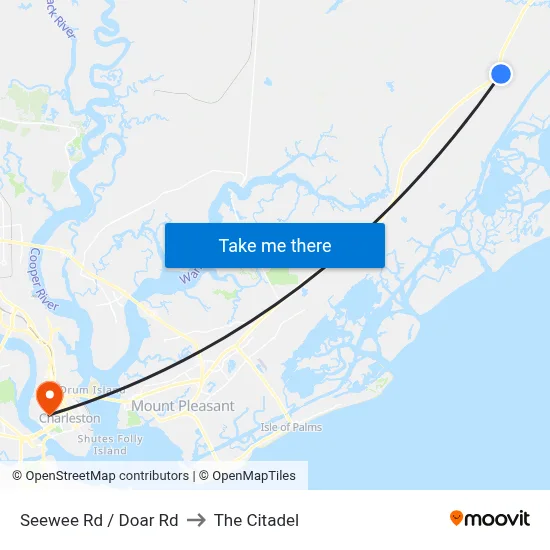 Seewee Rd / Doar Rd to The Citadel map