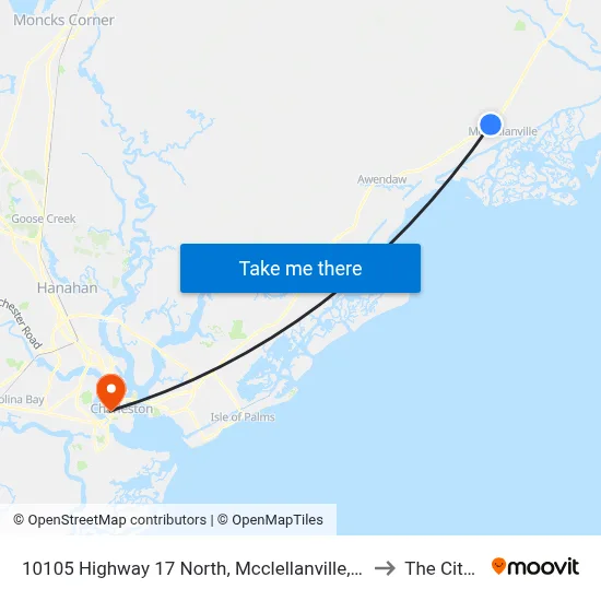 10105 Highway 17 North, Mcclellanville, Sc 29458 to The Citadel map