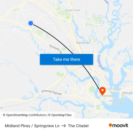 Midland Pkwy / Springview Ln to The Citadel map