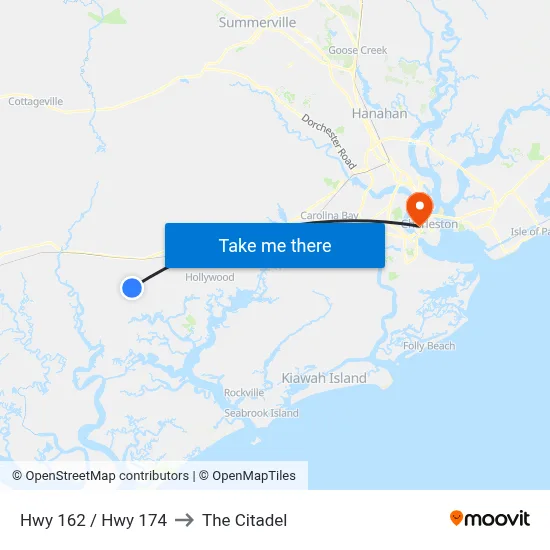 Hwy 162 / Hwy 174 to The Citadel map