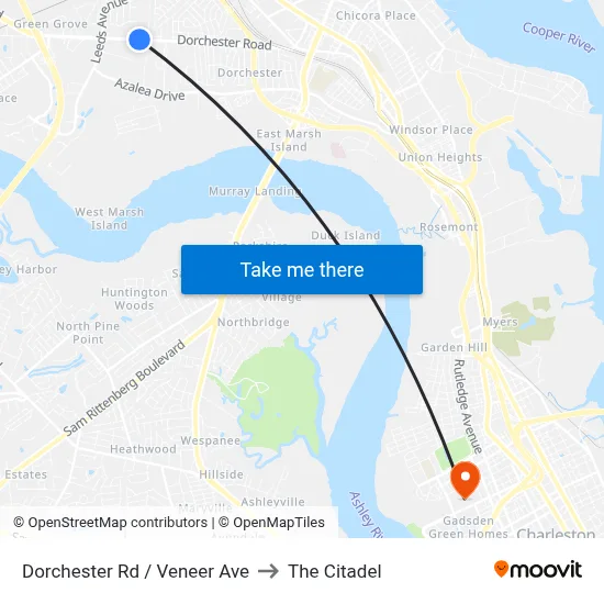 Dorchester Rd / Veneer Ave to The Citadel map