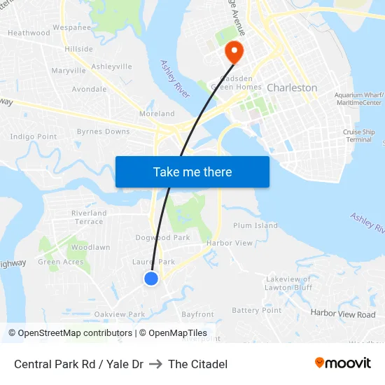 Central Park Rd / Yale Dr to The Citadel map