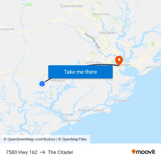 7580 Hwy 162 to The Citadel map