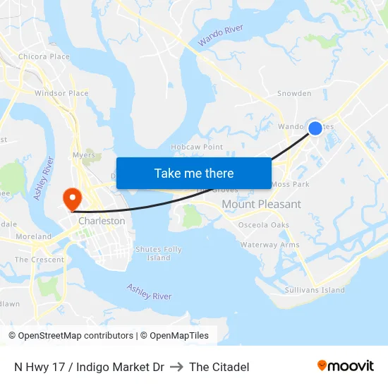 N Hwy 17 / Indigo Market Dr to The Citadel map