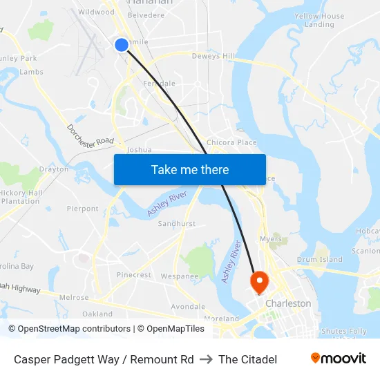Casper Padgett Way / Remount Rd to The Citadel map